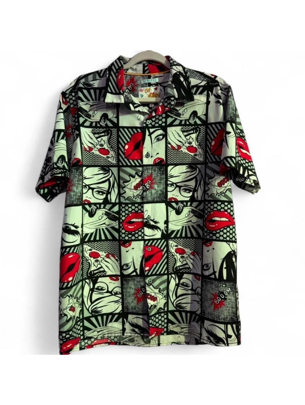 Pop Art Comic Book Style Button Up Shirt